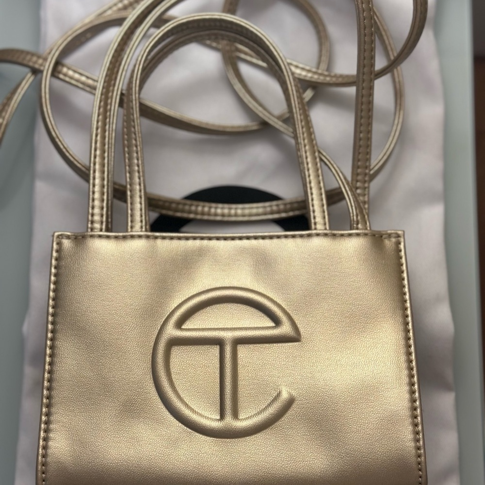 Telfar Tan/Gold Tint Crossbody Bag with Structured Design New With Tags